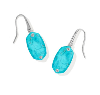 Lee Riveted Drop Earring Rhodium/Variegated Turquoise
