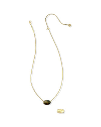 Elisa Riveted Pendant Necklace Gold Tone/Dark Brown Hawks Eye