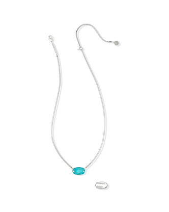 Elisa Riveted Pendant Necklace Rhodium/Variegated Turquoise