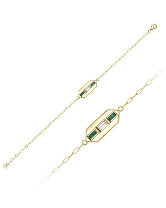 Diamond and Emerald Bracelet - 14KY