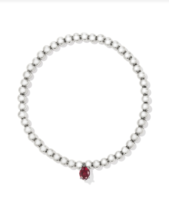 Cailin Stretch Bracelet Rhodium - Red Crystal
