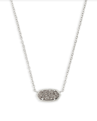 Elisa Necklace Rhodium - Platinum Drusy