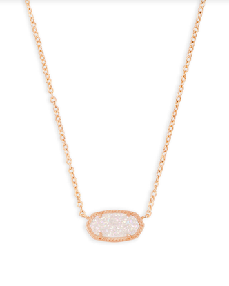 Elisa Necklace Rose Gold Tone - Iridescent Drusy
