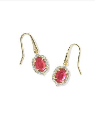 Daphne Crystal Frame Drop Earring Gold Tone Dark Pink Illusion