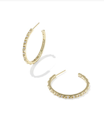 Fate Hoop Earring Gold Tone White CZ