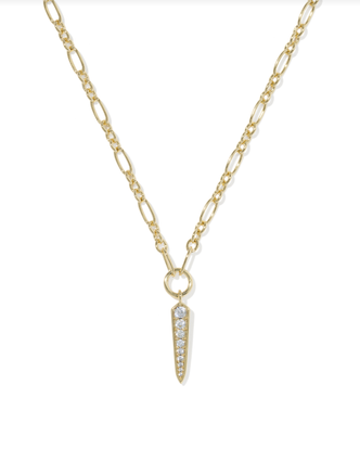 Fate Short Pendant Necklace Gold Tone White CZ
