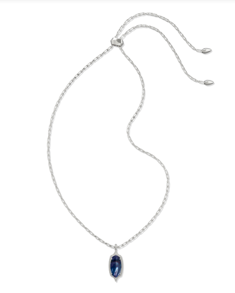 Dani Step Frame Long Necklace Rhodium Dark Inidigo Illusion