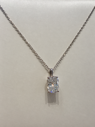 2.09cttw Lab Grown Elongated Cushion Diamond Necklace-14KW