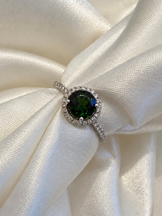 Russalite and Diamond Ring-14KW