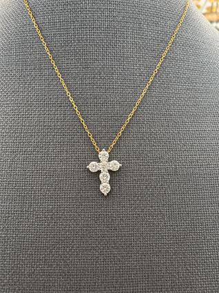 1.00cttw Lab Grown Diamond Cross Necklace-14KTT
