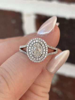 .87cttw Double Halo Oval Diamond Ring