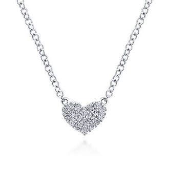 White Gold Pave Diamond Pendant Heart Necklace