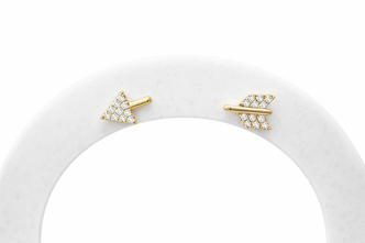 .09cttw Two Piece Arrow Diamond Stud Earrings- 14KY