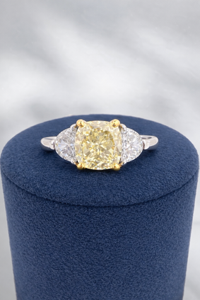 2.73cttw Yellow Diamond Ring-Platinum