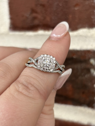 .75cttw Round Cushion Halo Bridal Set