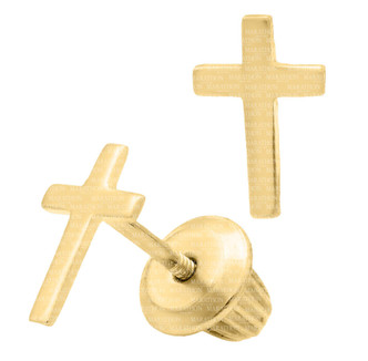Children's Cross Stud Earrings - 14KY