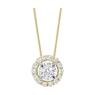 .50cttw TruReflection Diamond Halo Pendant Necklace- 14KY