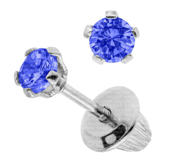 Children's September Birthstone Stud Earrings - Sterling Silver