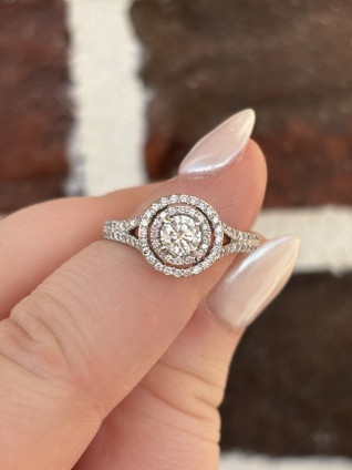 1.00cttw Round Double Halo Engagement Ring-Estate Piece
