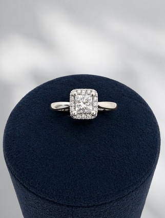 .53cttw Princess Cut Engagement Ring-14KW