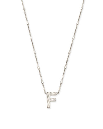 Letter "F" Pendant Necklace-Rhodium