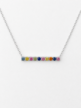 Multi Color Sapphire Necklace-18KW