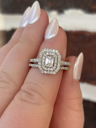 1.50cttw Emerald Cut Bridal Set-14KW