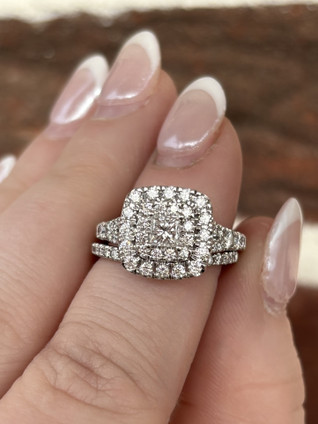 1.49cttw Princess Cut Bridal Set-14KW