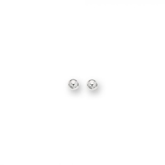 7mm Polished Ball Stud Earrings- 14KW