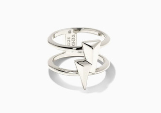 Bolt Double Band- Rhodium (Size 7)