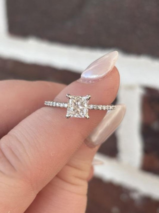 1.42cttw Lab Grown Princess Cut Engagement Ring