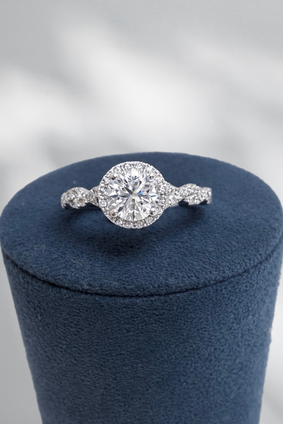 1.02cttw Round Twist Shank Engagement Ring-14KW