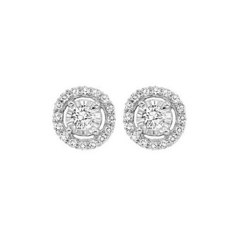 1.00cttw Tru Reflection Stud Earrings- 14KW