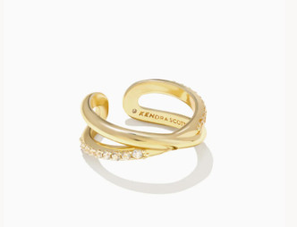Annie Infinity Ring with White Crystal-Gold Tone (Size 6)