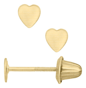 Children's Heart Stud Earrings-14KY