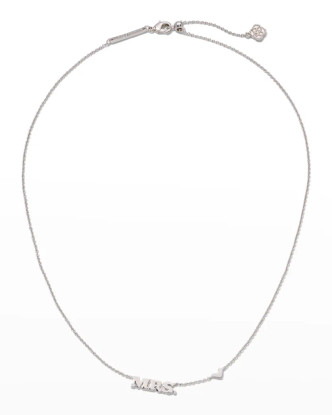 Mrs. Pendant Necklace in Rhodium Tone Metal