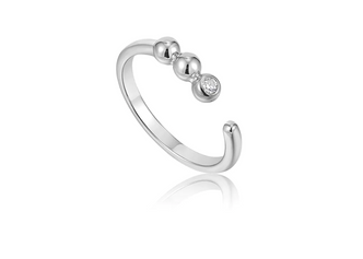 Silver Orb Sparkle Adjustable Ring