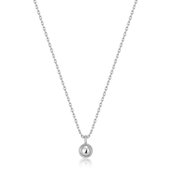 Silver Orb Drop Pendant Necklace
