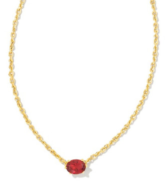 Cailin Pendant Necklace in Burgundy Crystal- Gold Tone