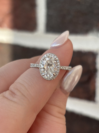 2.25cttw Lab Grown Oval Engagement Ring with Diamond Halo