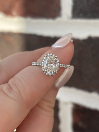 1.75cttw Lab Grown Oval Engagement Ring with Diamond Halo
