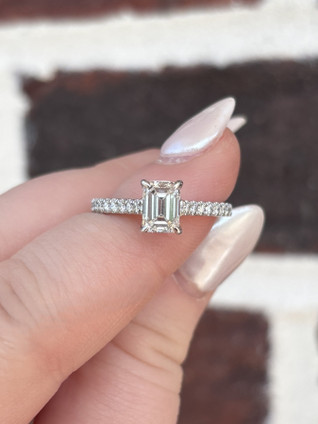 1.25cttw Lab Grown Emerald Cut Engagement Ring