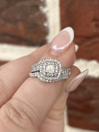 1.20cttw Princess Cut Double Halo Wedding Set