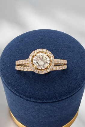 1.62cttw Round with Diamond Halo Wedding Set