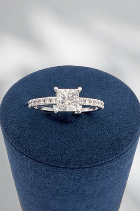 1.00cttw Princess Cut Engagement Ring-14KW