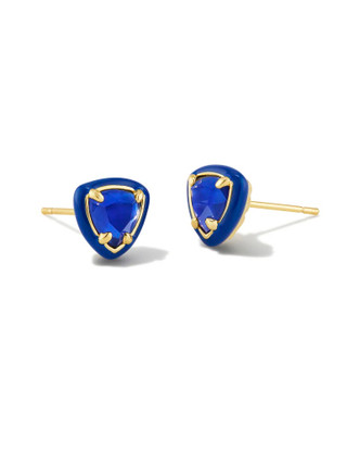 Arden Enamel Frame Stud Earrings in Cobalt Illusion- Gold Tone