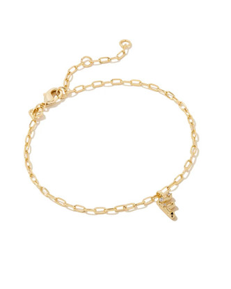 Crystal Letter "F" Delicate Bracelet- Gold Tone