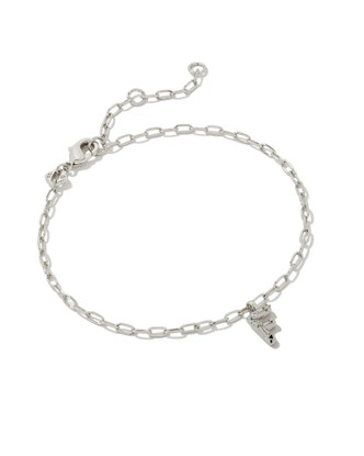 Crystal Letter "F" Delicate Bracelet- Rhodium Tone
