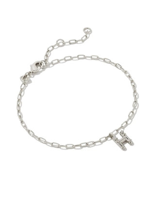 Crystal Letter "H" Delicate Bracelet- Rhodium Tone