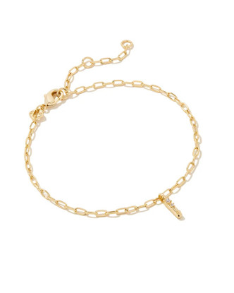 Crystal Letter "I" Delicate Bracelet- Gold Tone